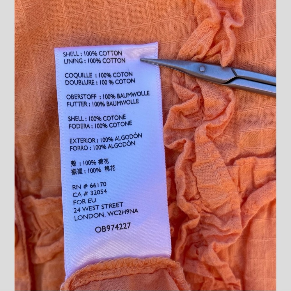 UO London Orange Ruffle Detail Button-Down Mini Dress Size XS - Picture 6 of 11